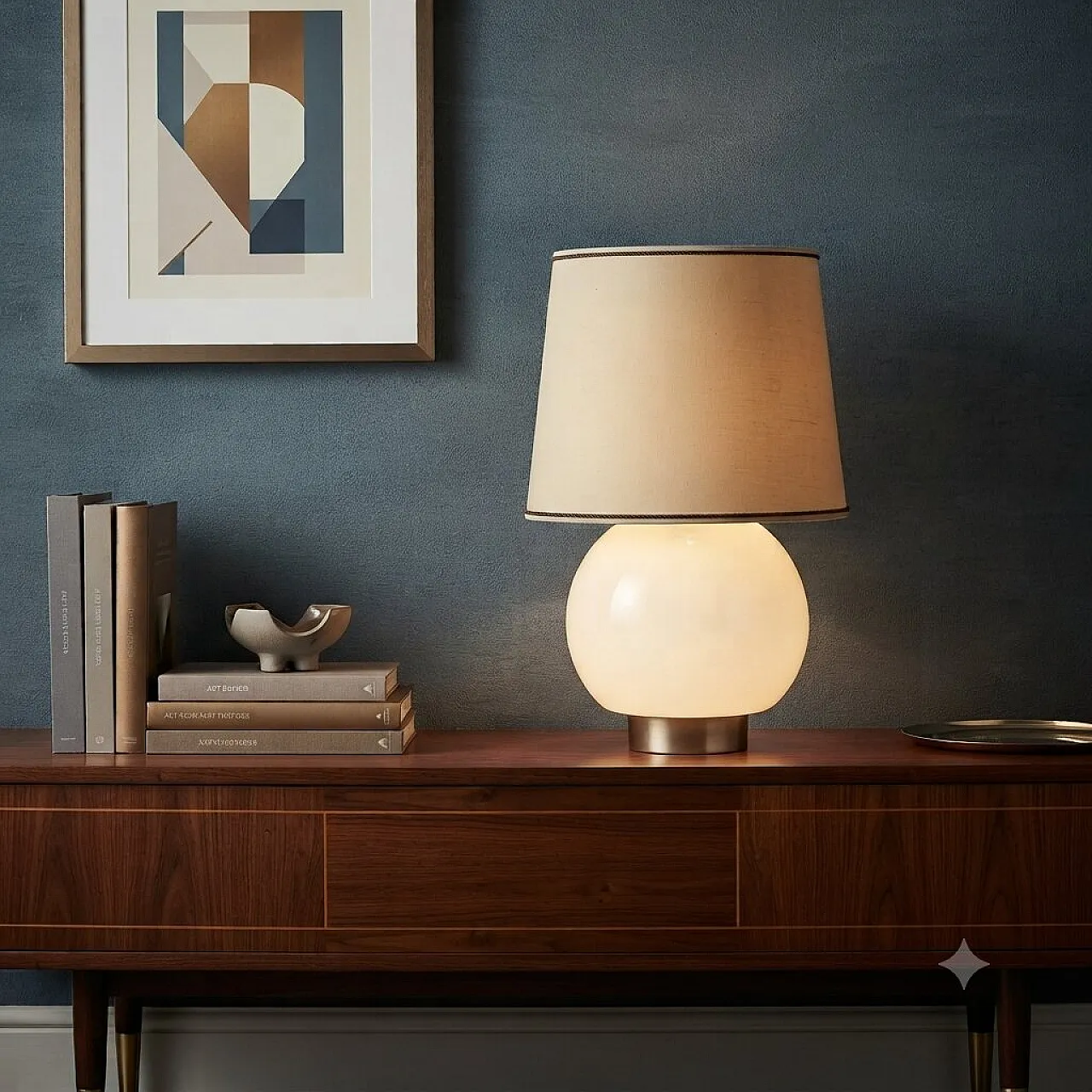 Table lamp in white glass, late 20th century 2