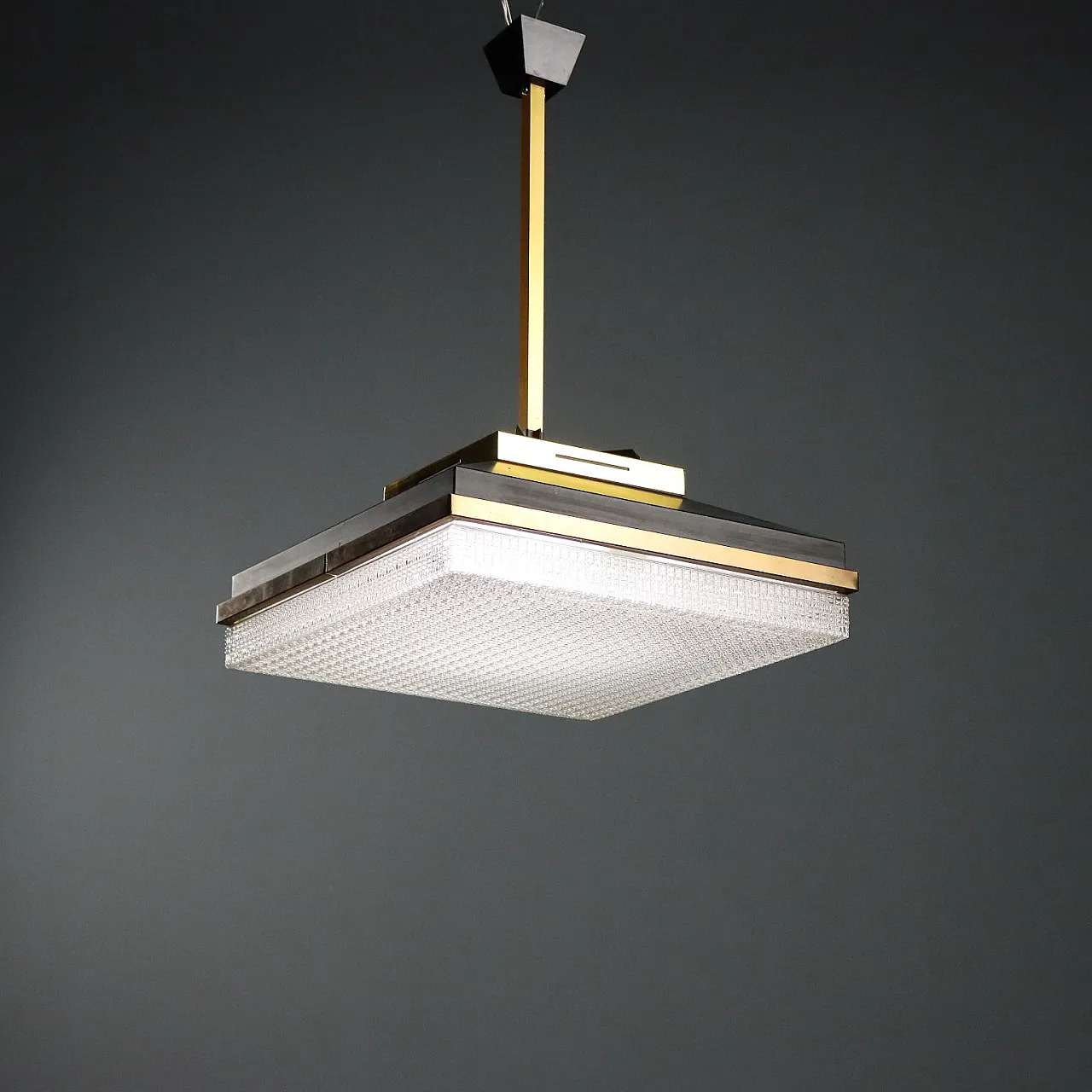 Ceiling lamp with brassed profiles, 1960s 1