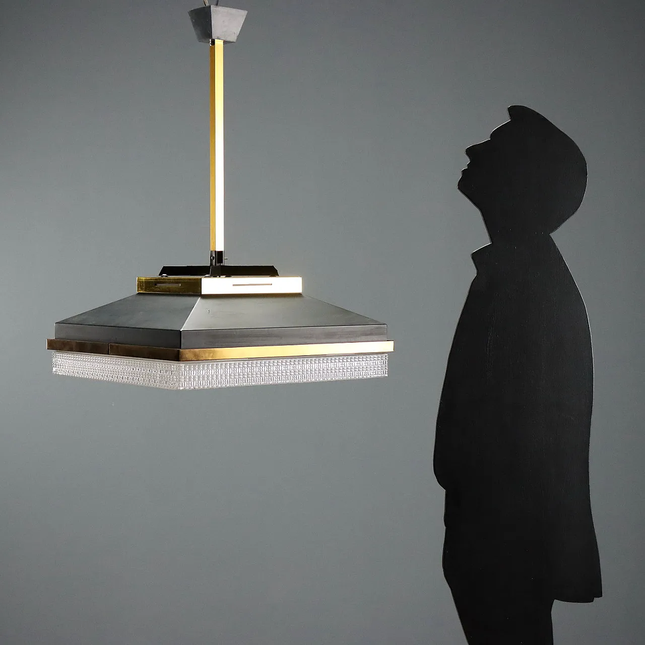 Ceiling lamp with brassed profiles, 1960s 2