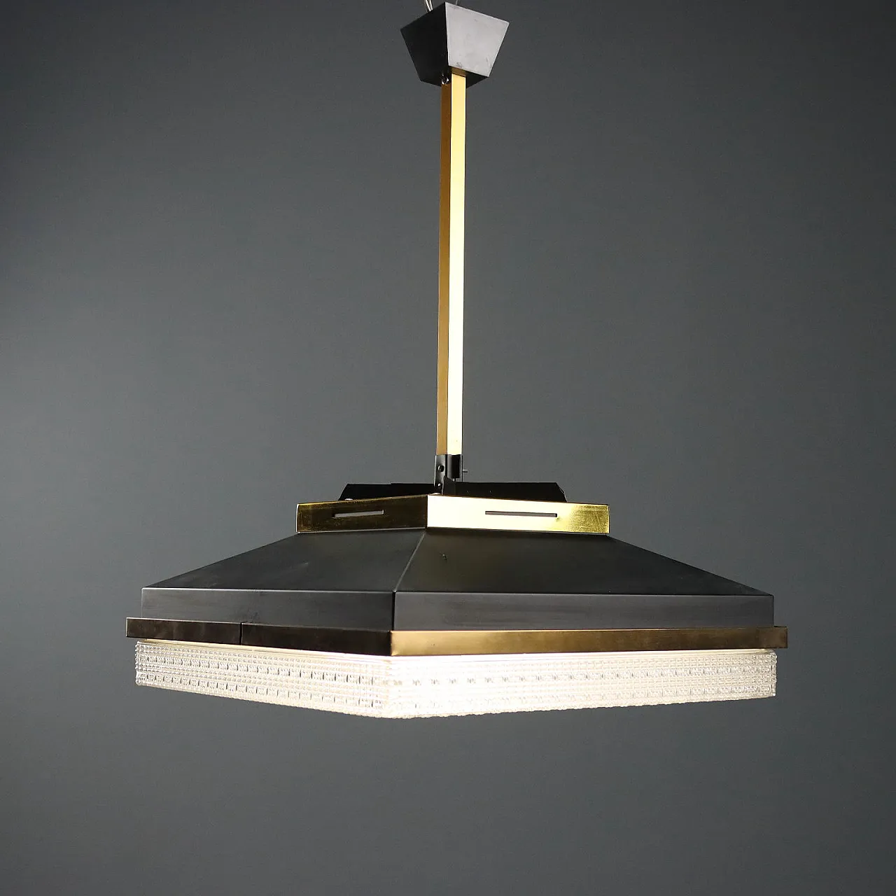 Ceiling lamp with brassed profiles, 1960s 4
