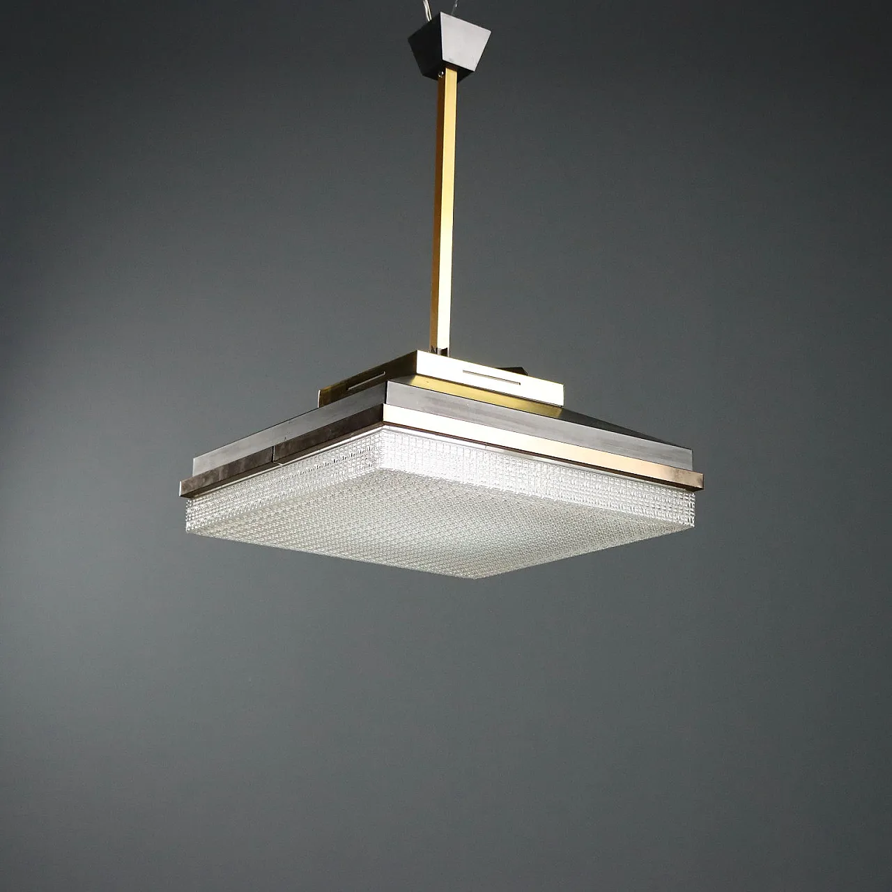 Ceiling lamp with brassed profiles, 1960s 6