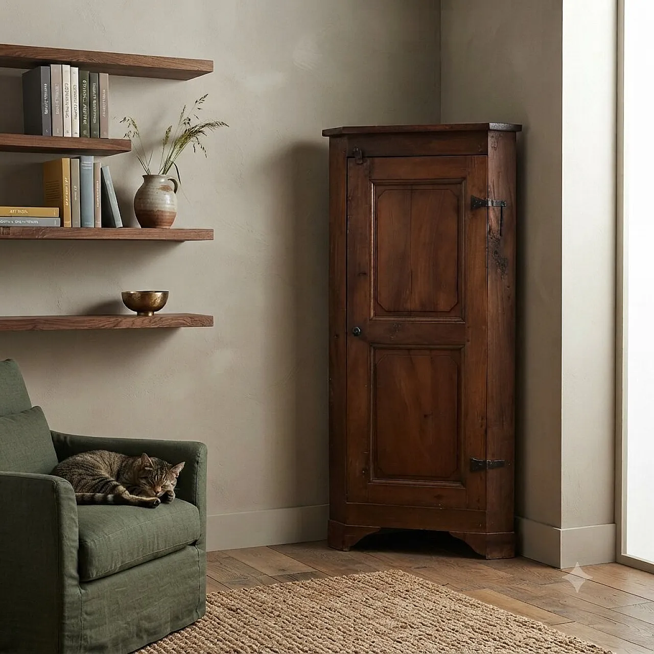 Corner unit in Italian walnut, late 19th century 2