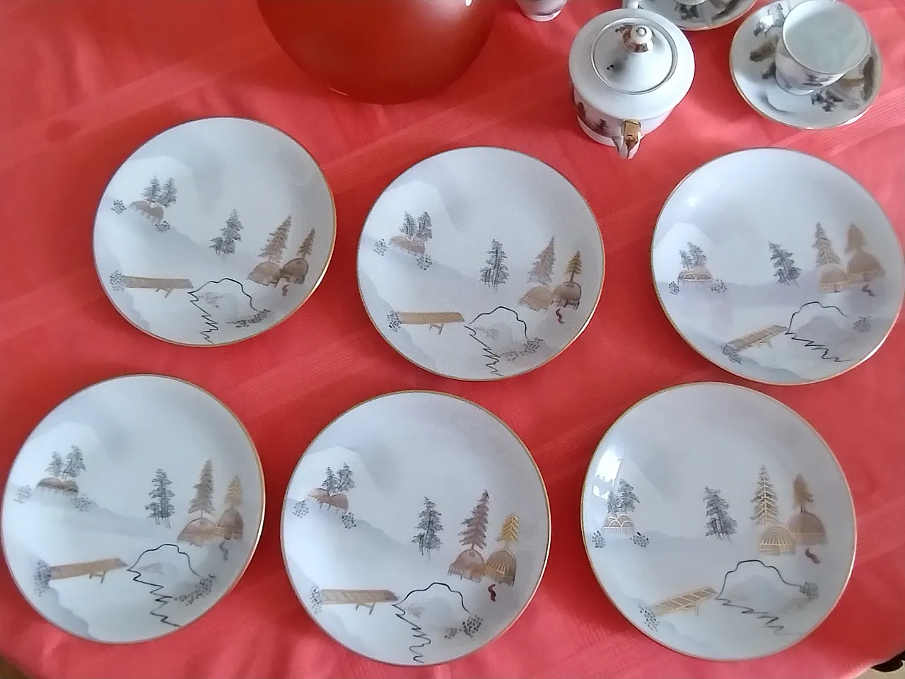 6 piatti da dessert dipinti a mano di Seltmann Weiden, anni '90 1