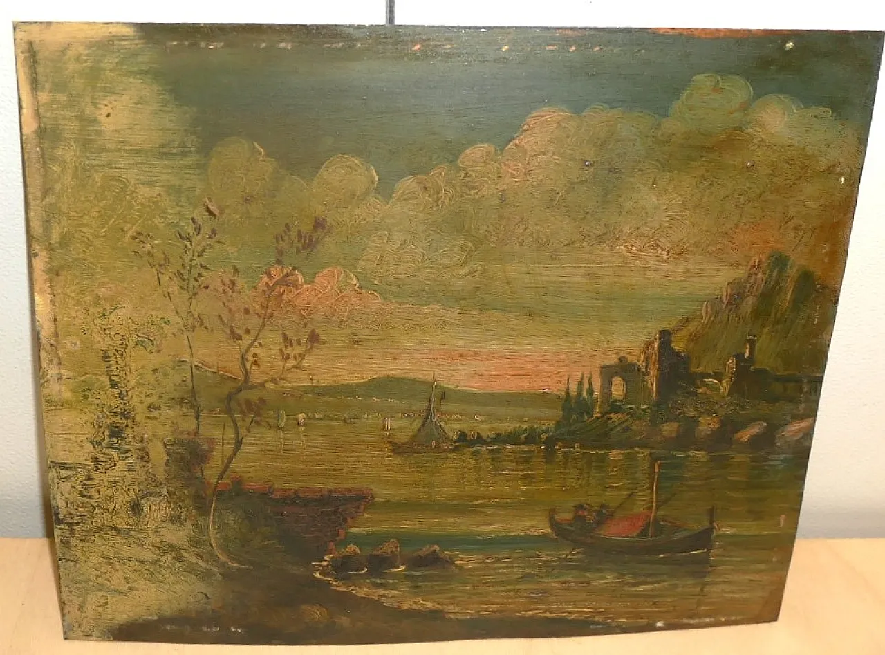 Paesaggio fluviale Dipinto ad olio, '800 2