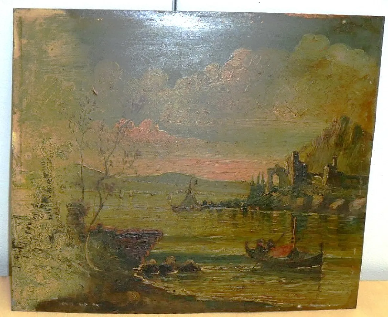 Paesaggio fluviale Dipinto ad olio, '800 3