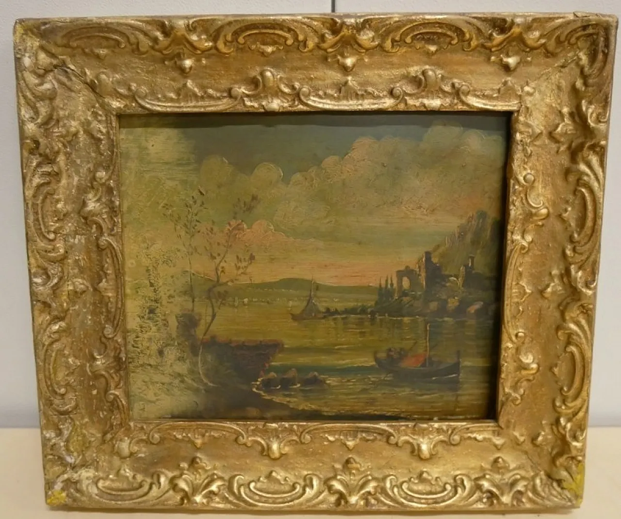 Paesaggio fluviale Dipinto ad olio, '800 10