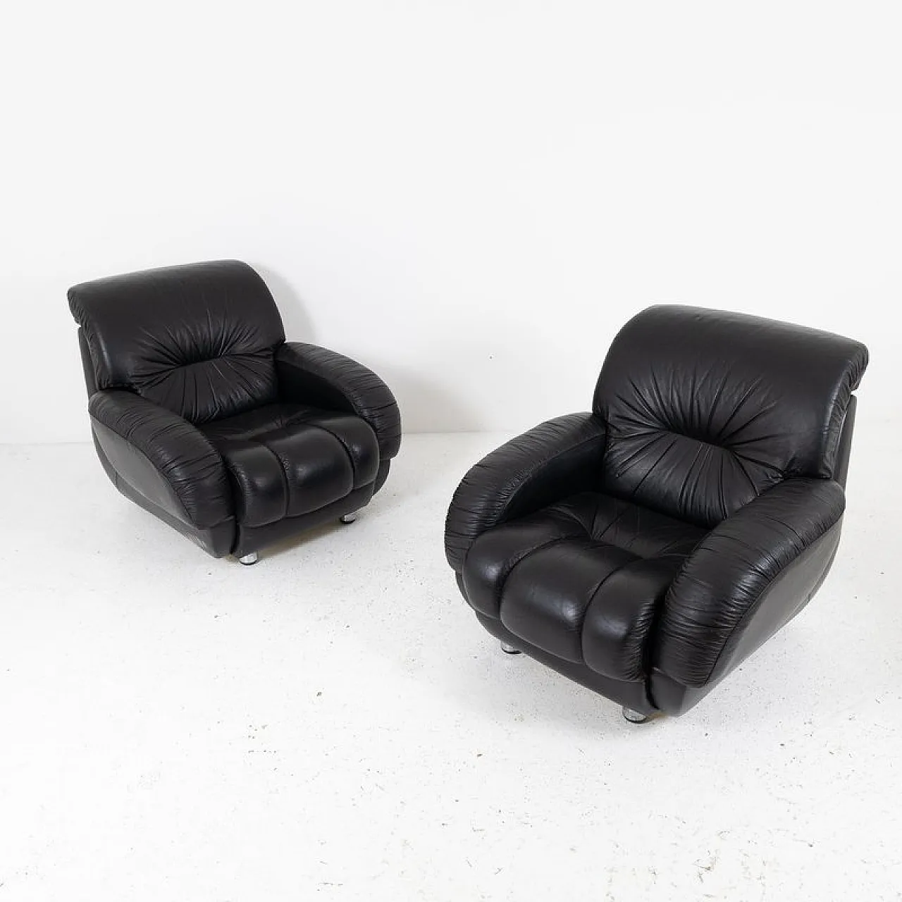 Pair of leather armchairs, 1970s 1