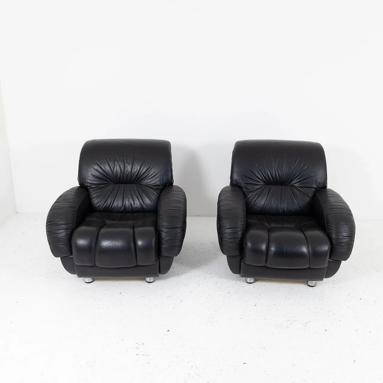 Pair of leather armchairs, 1970s 2