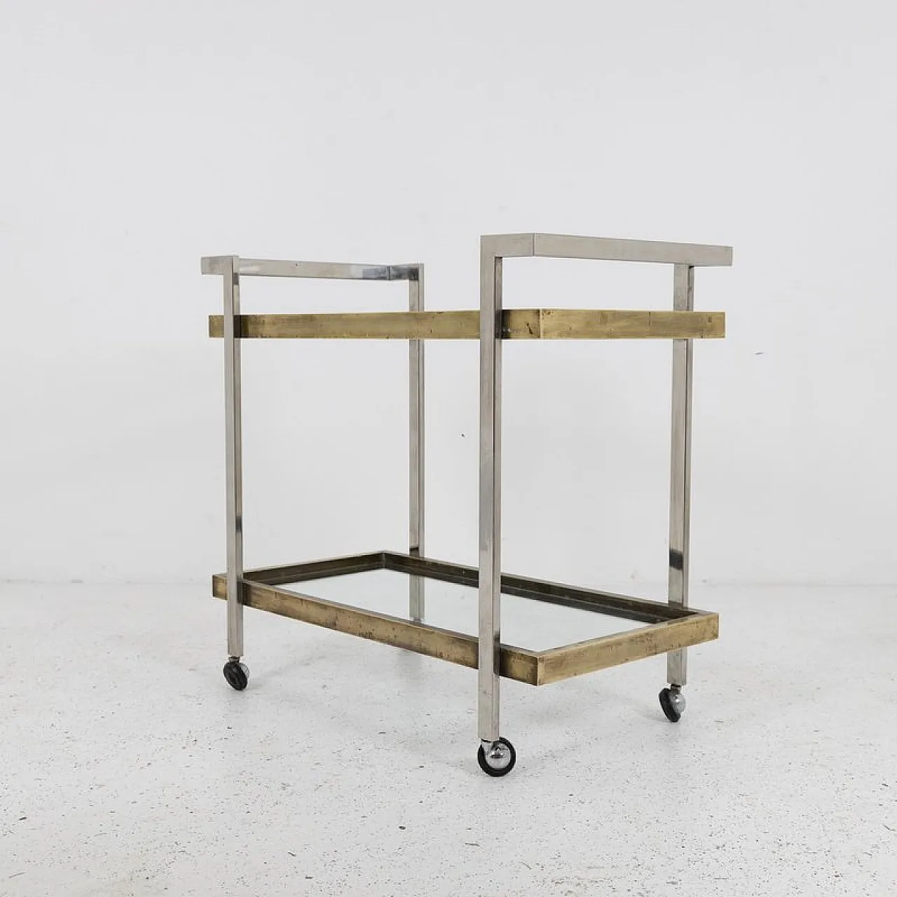 Bar cart in steel, brass, and glass, 1970s 2