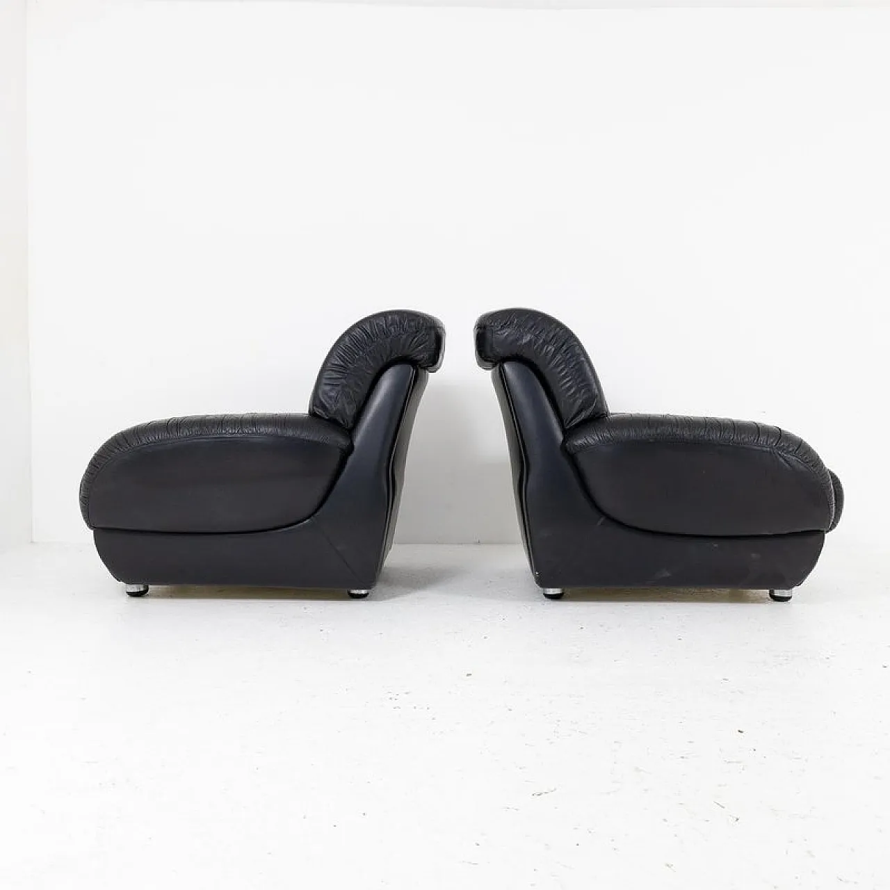 Pair of leather armchairs, 1970s 3