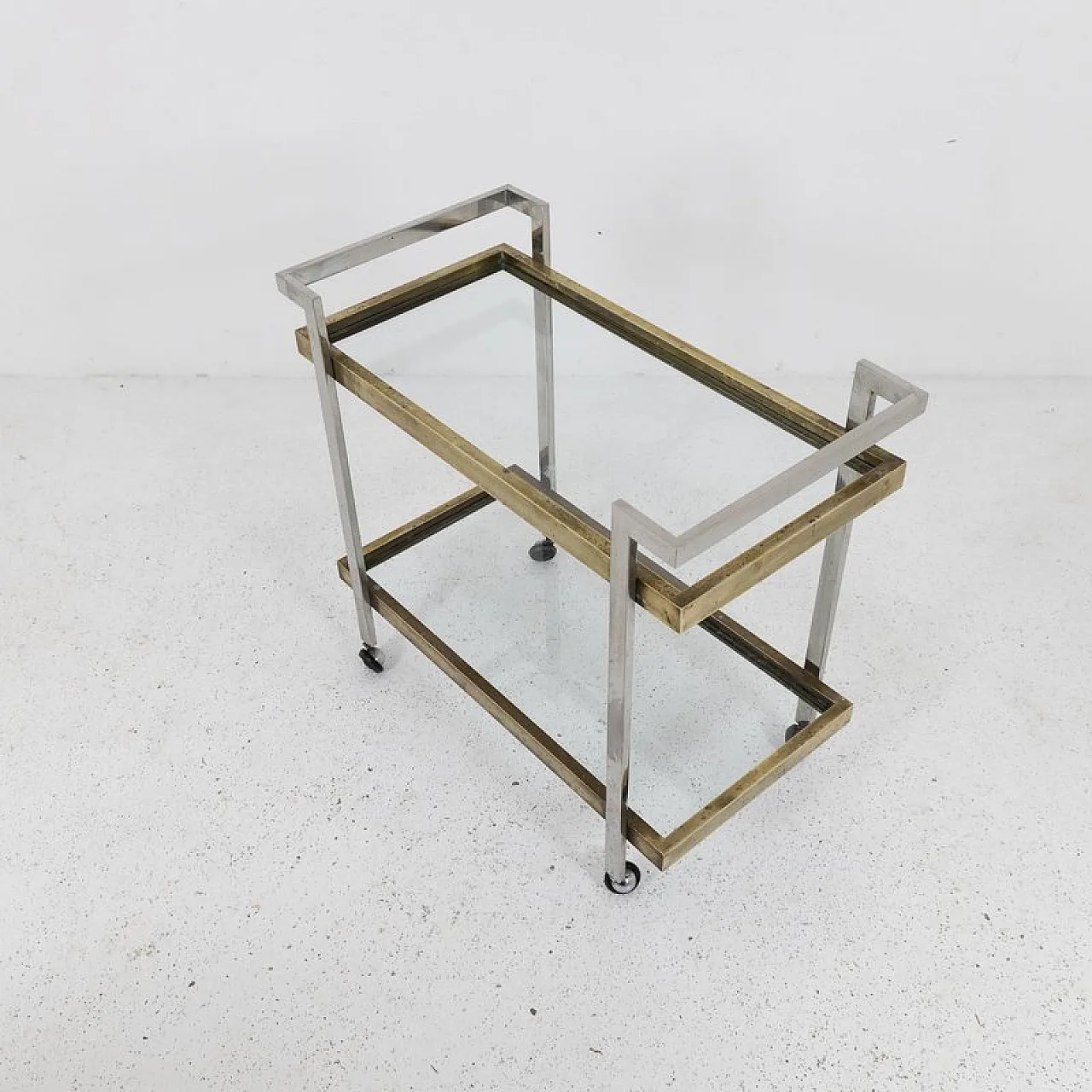 Bar cart in steel, brass, and glass, 1970s 3