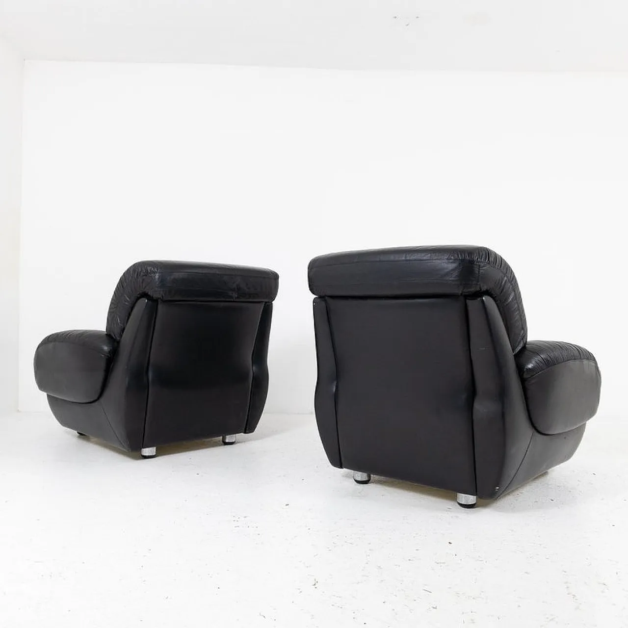 Pair of leather armchairs, 1970s 4