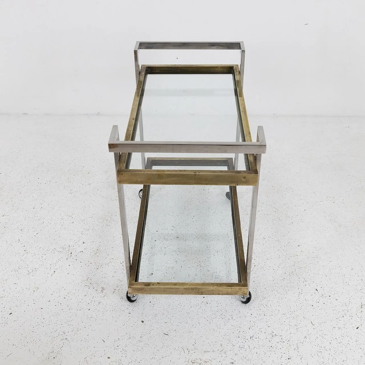 Bar cart in steel, brass, and glass, 1970s 4