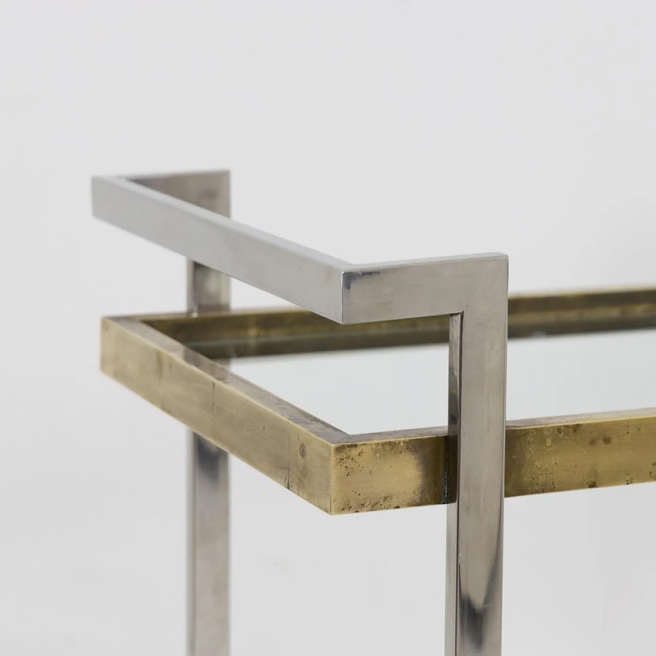 Bar cart in steel, brass, and glass, 1970s 5