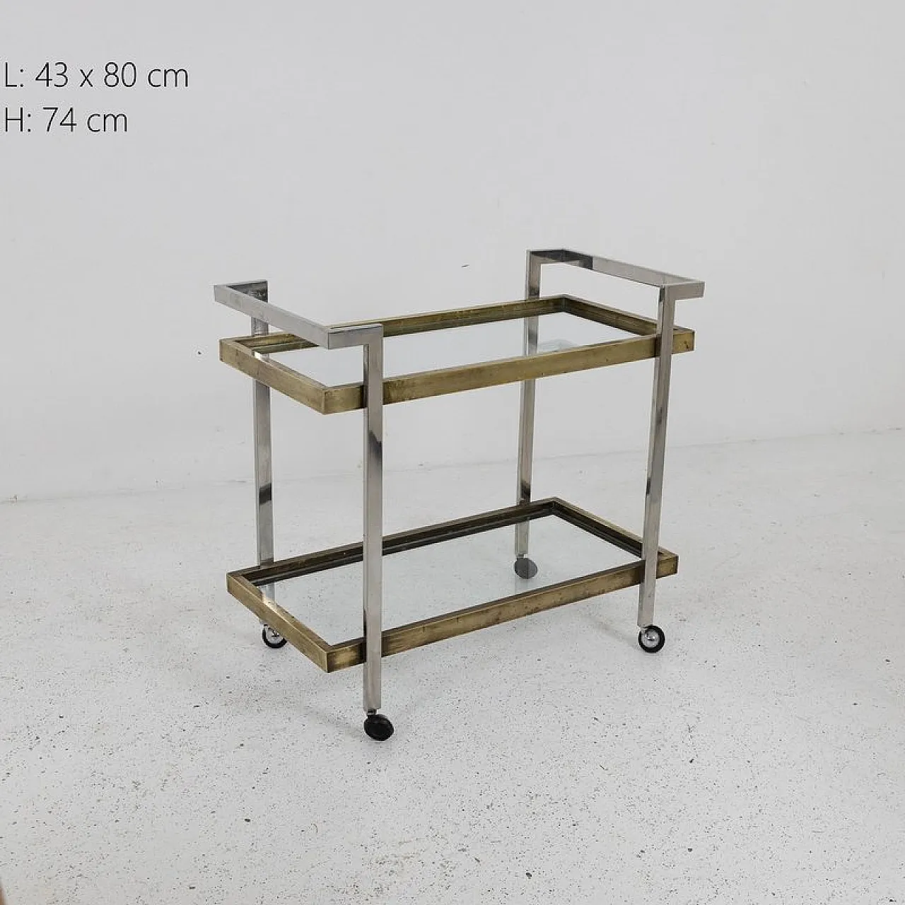 Bar cart in steel, brass, and glass, 1970s 6