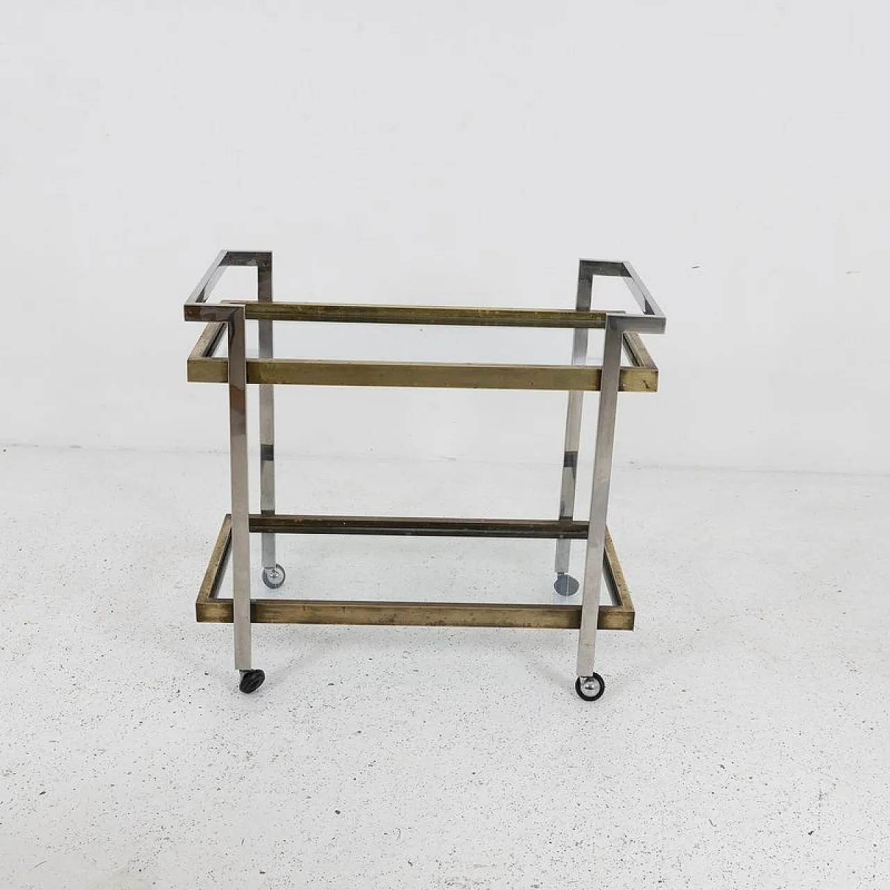 Bar cart in steel, brass, and glass, 1970s 7