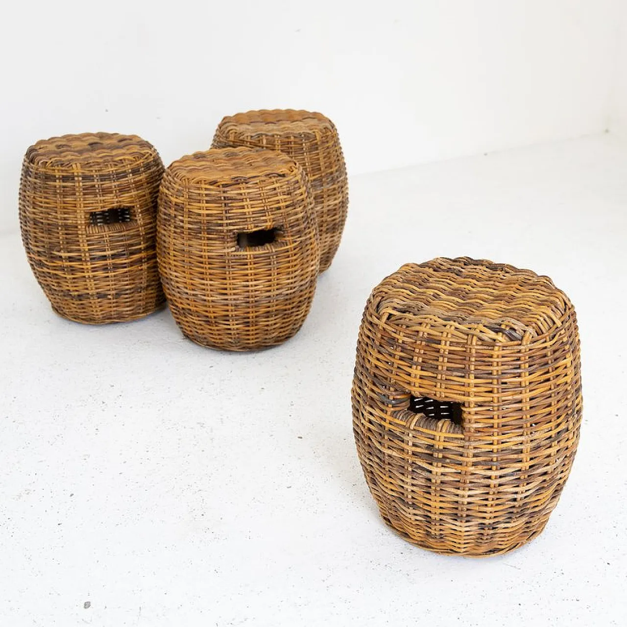 Rattan ottoman from Gervasoni, 1990s 1