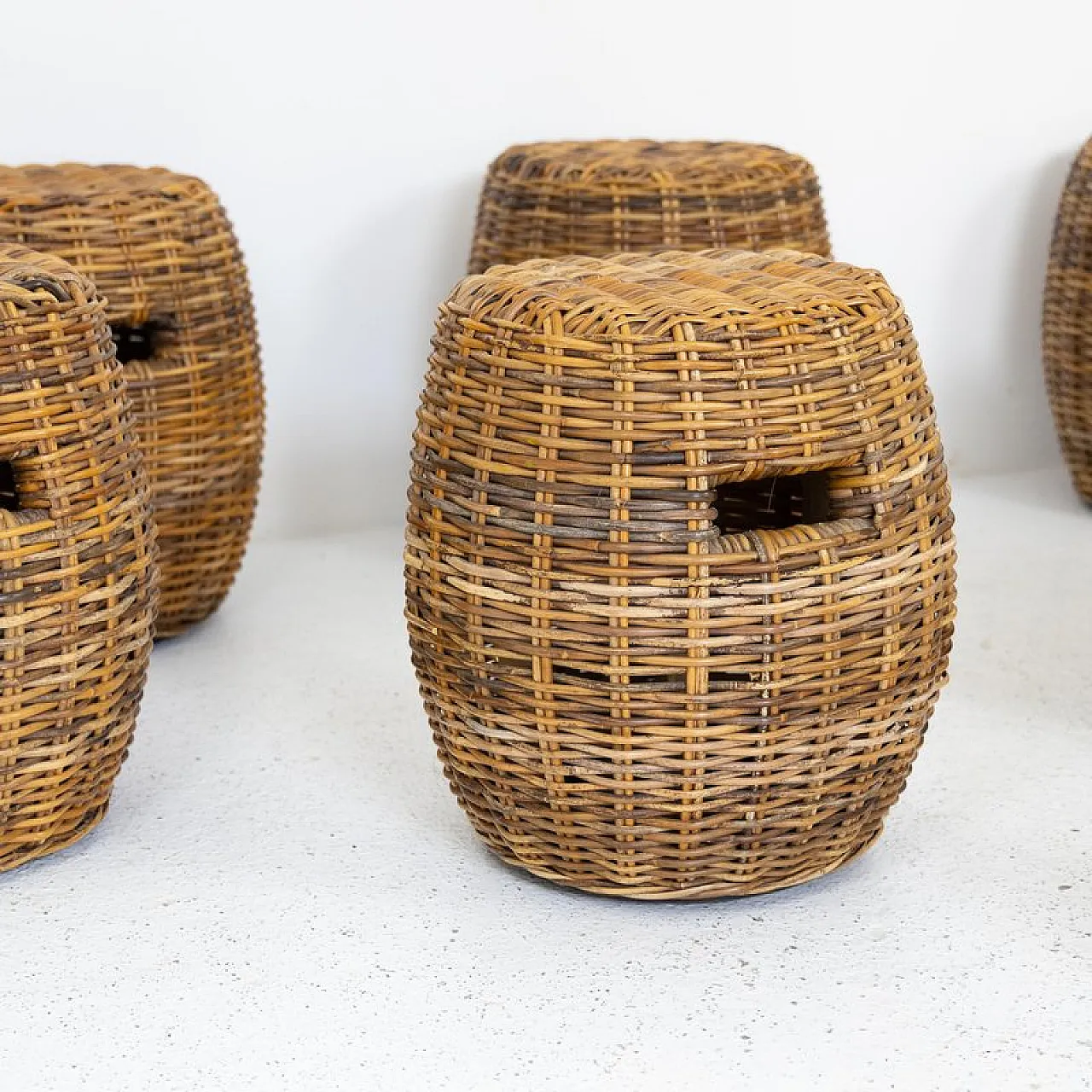Rattan ottoman from Gervasoni, 1990s 2
