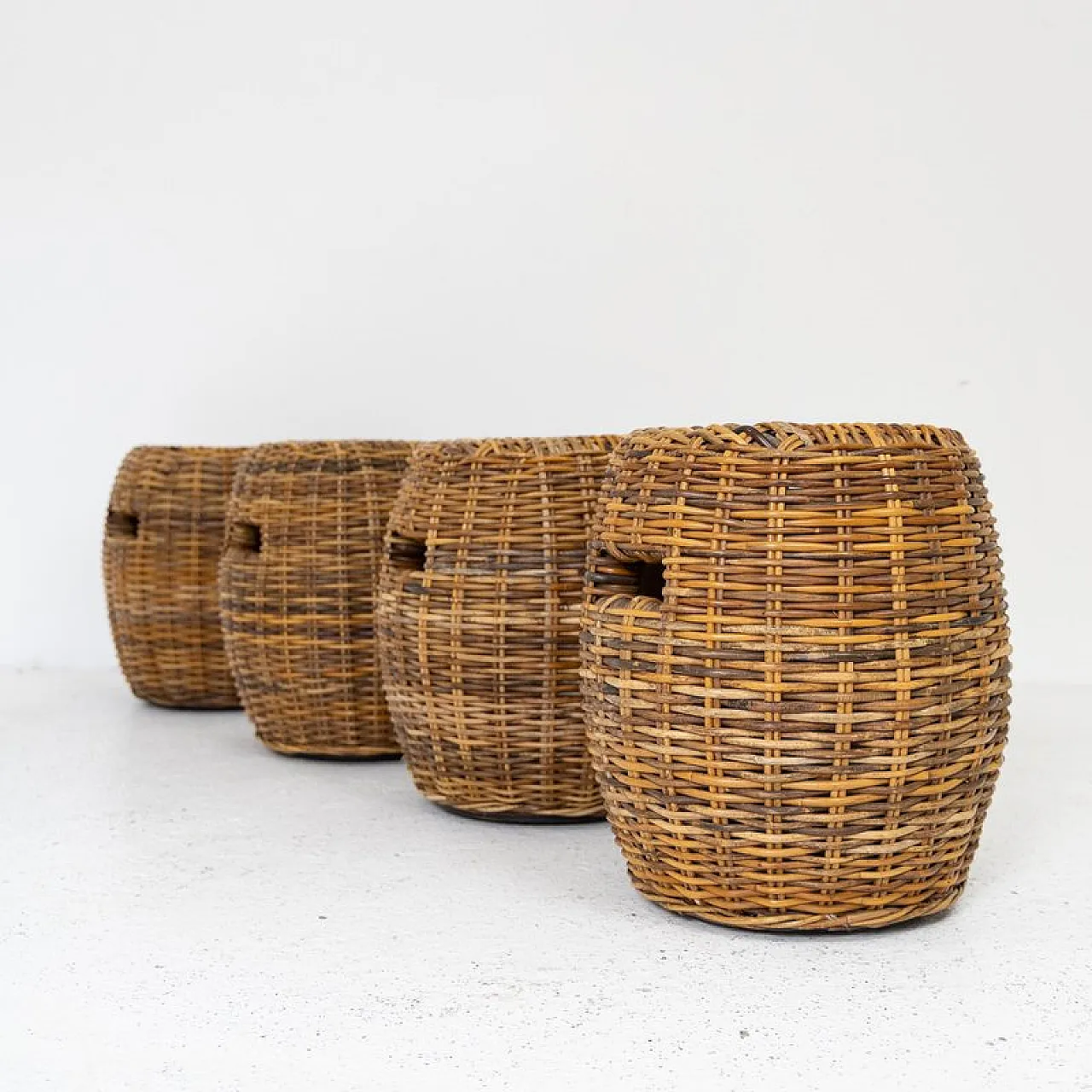 Rattan ottoman from Gervasoni, 1990s 8