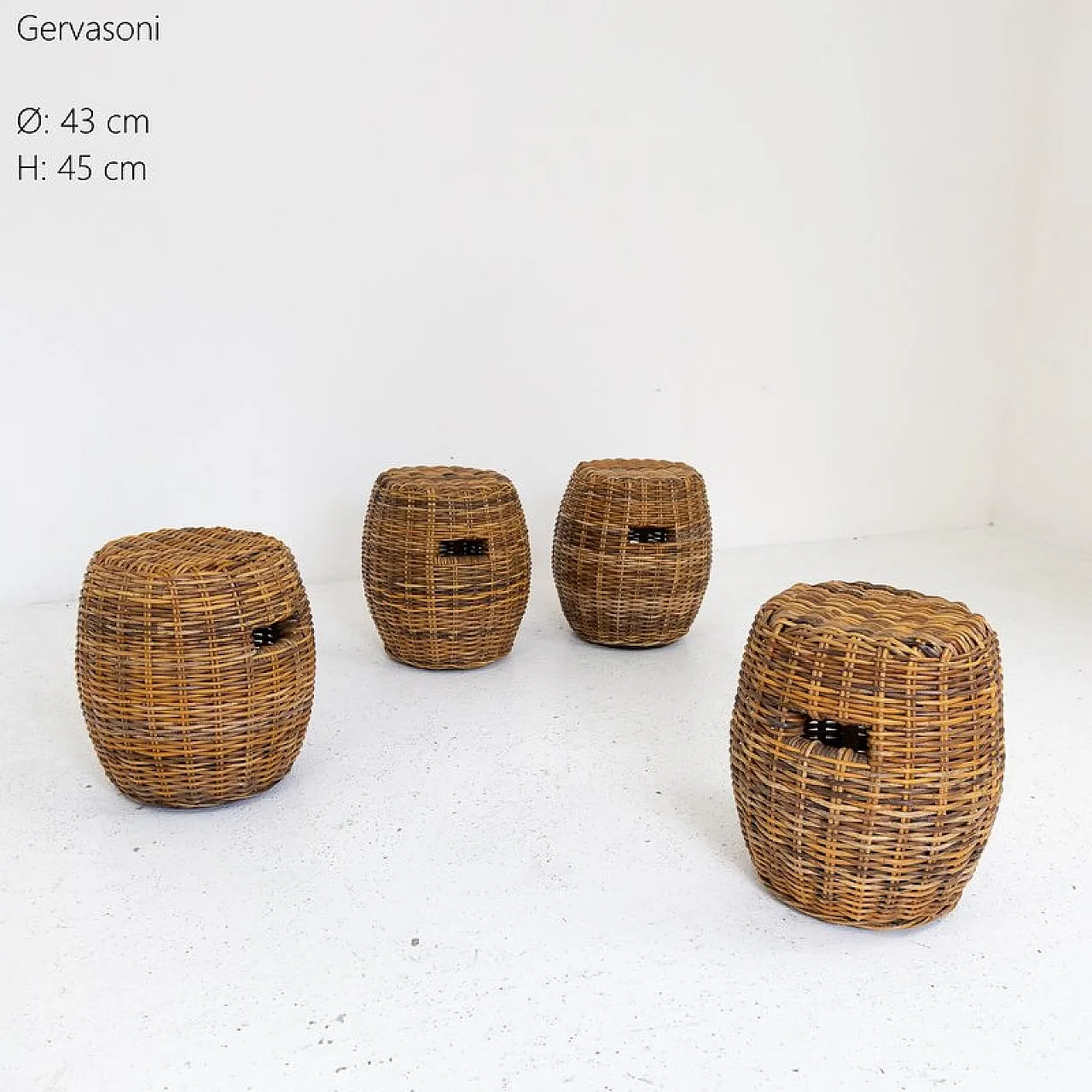 Rattan ottoman from Gervasoni, 1990s 9