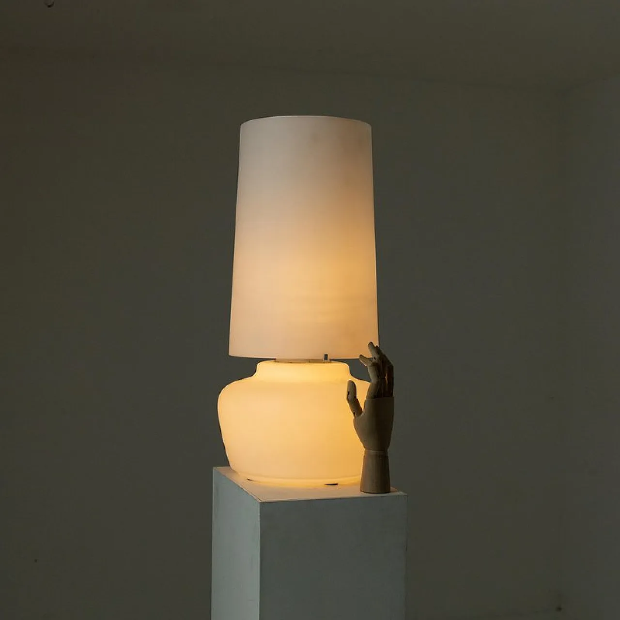 Satin glass table lamp, 1970s 2