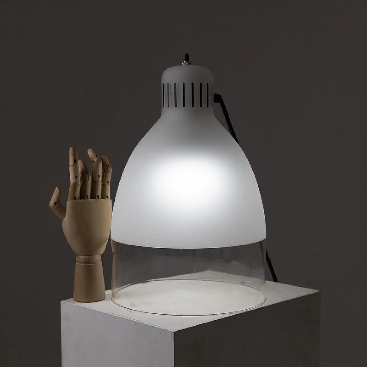 Glass table lamp from Luxo, 1980s 2