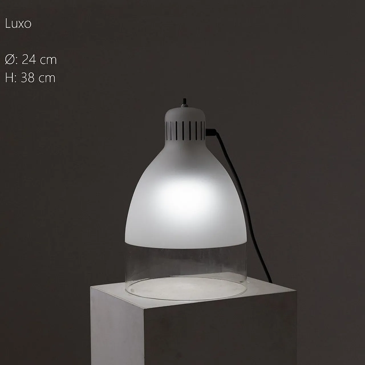 Glass table lamp from Luxo, 1980s 7