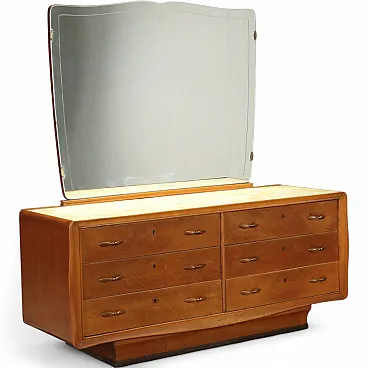 Chest of drawers in mahogany and glass top, mid-20th century