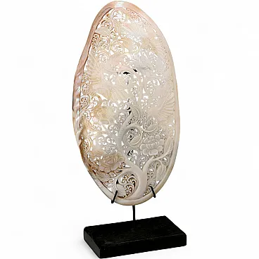 Carved and perforated mother-of-pearl shell, 20th century