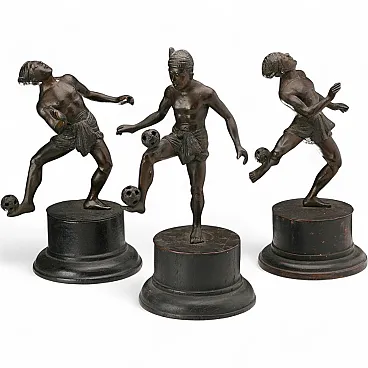 3 Bronze chinlone players, 20th century