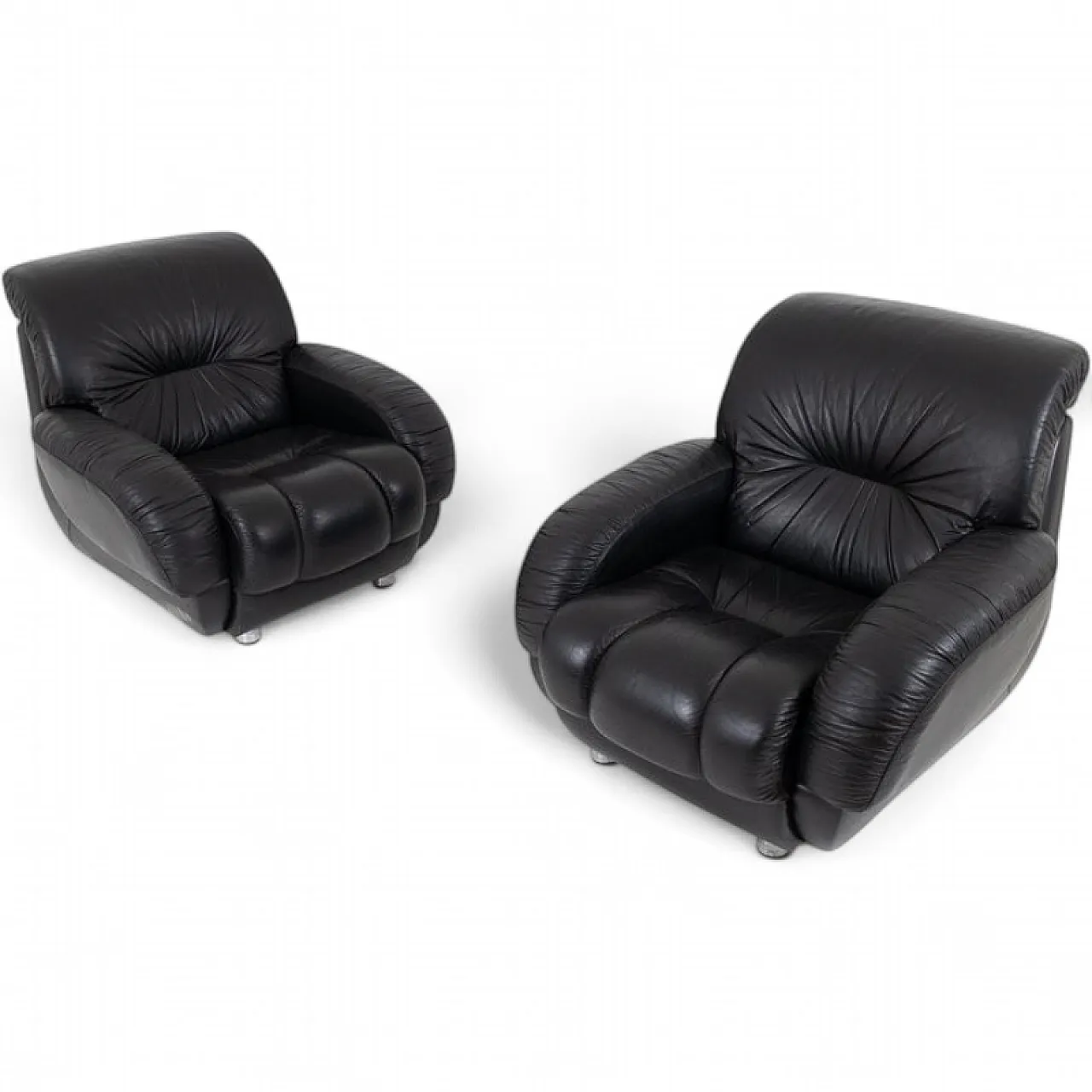 Pair of leather armchairs, 1970s 7
