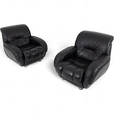 Pair of leather armchairs, 1970s