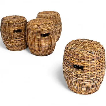 Rattan ottoman from Gervasoni, 1990s