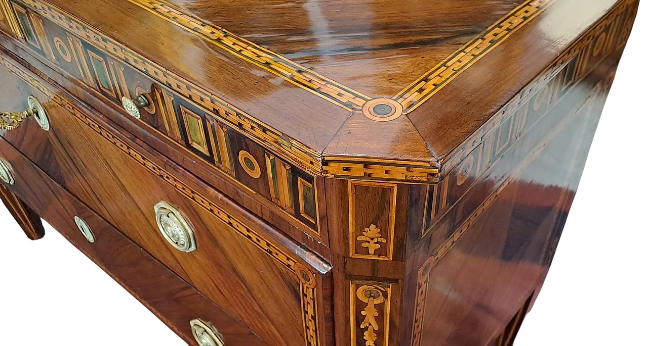 Louis XVI inlaid chest of drawers in walnut, 19th century 9