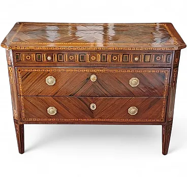 Louis XVI inlaid chest of drawers in walnut, 19th century