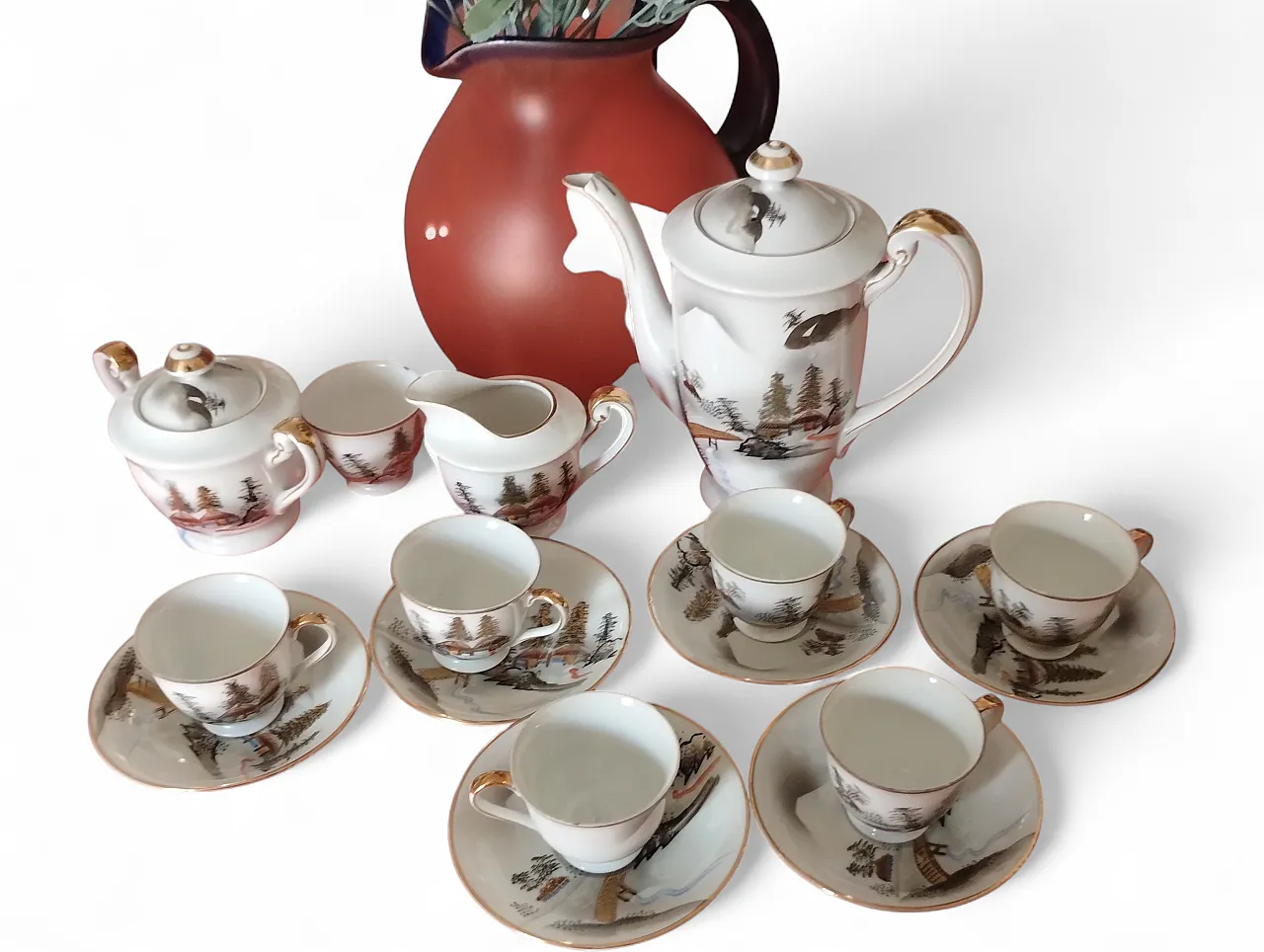 Servizio da caffé in porcellana giapponese, anni '50 11