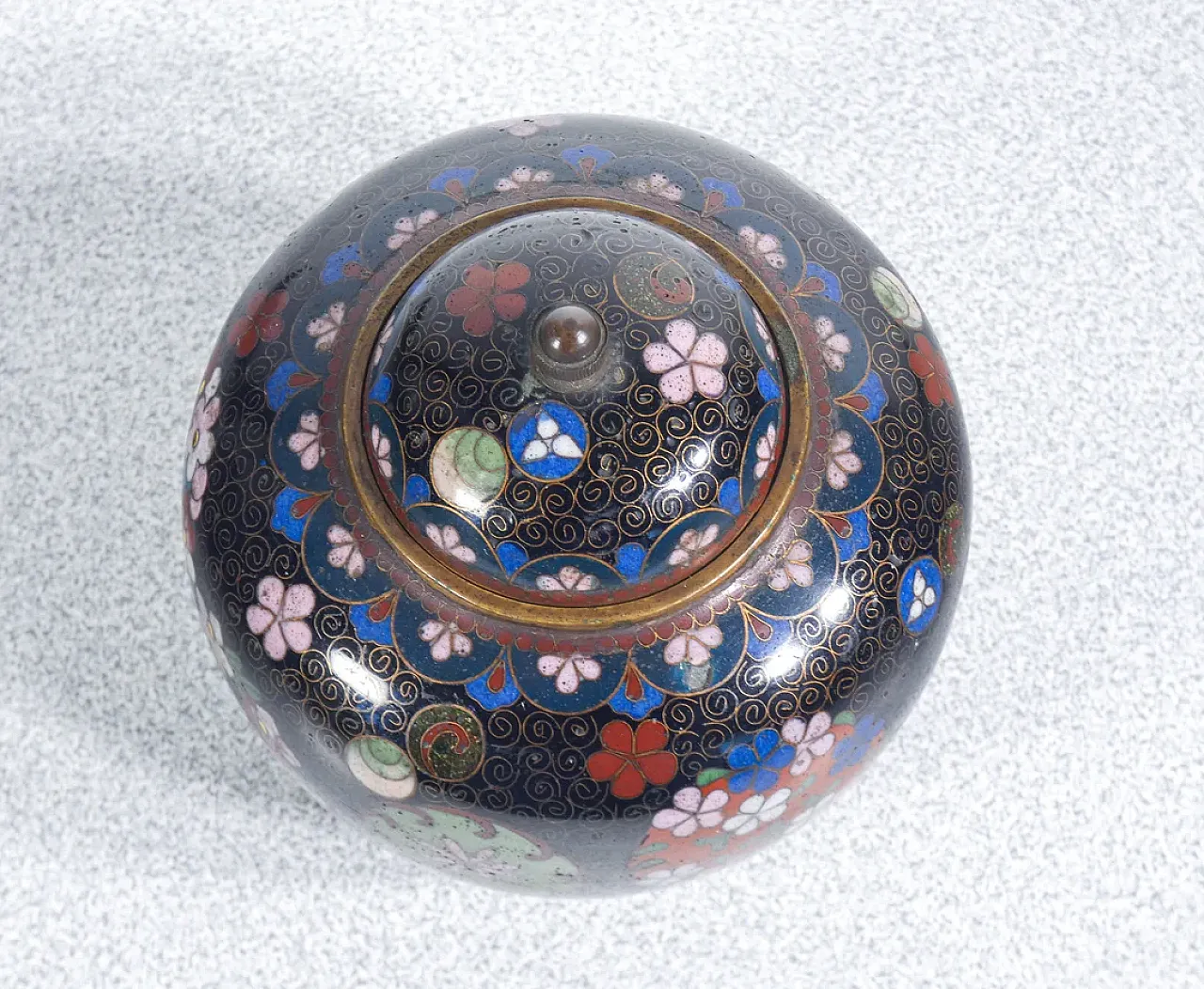 Teiera e zuccheriera in cloisonné, primo '900 12