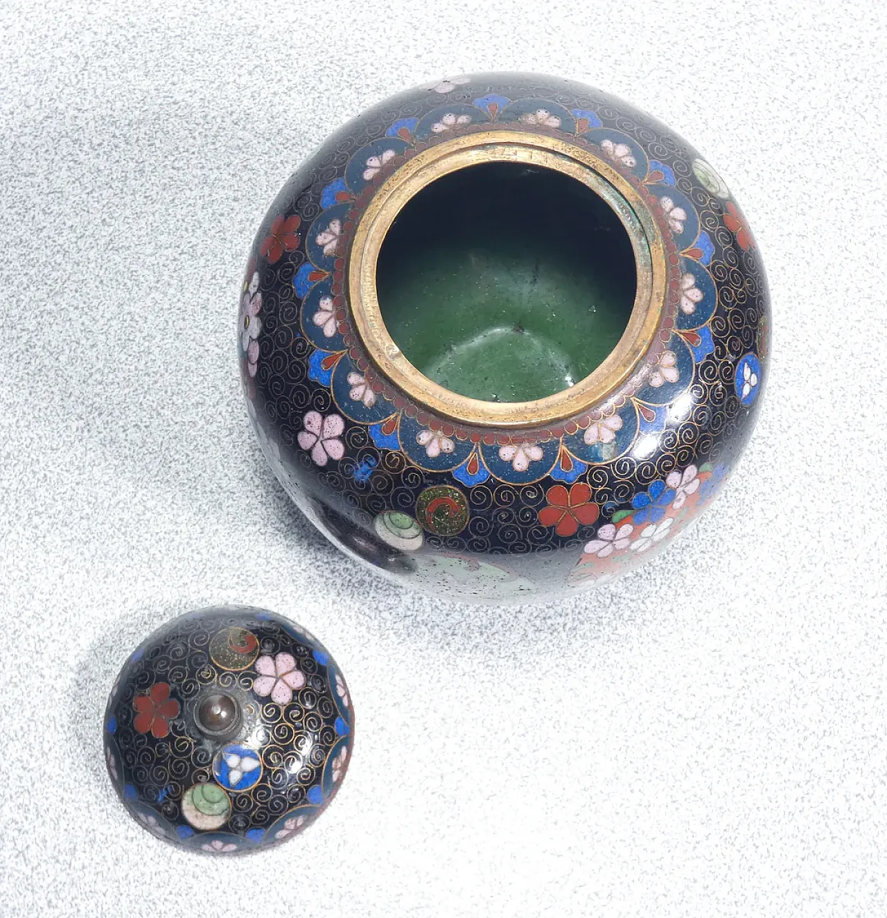 Teiera e zuccheriera in cloisonné, primo '900 13