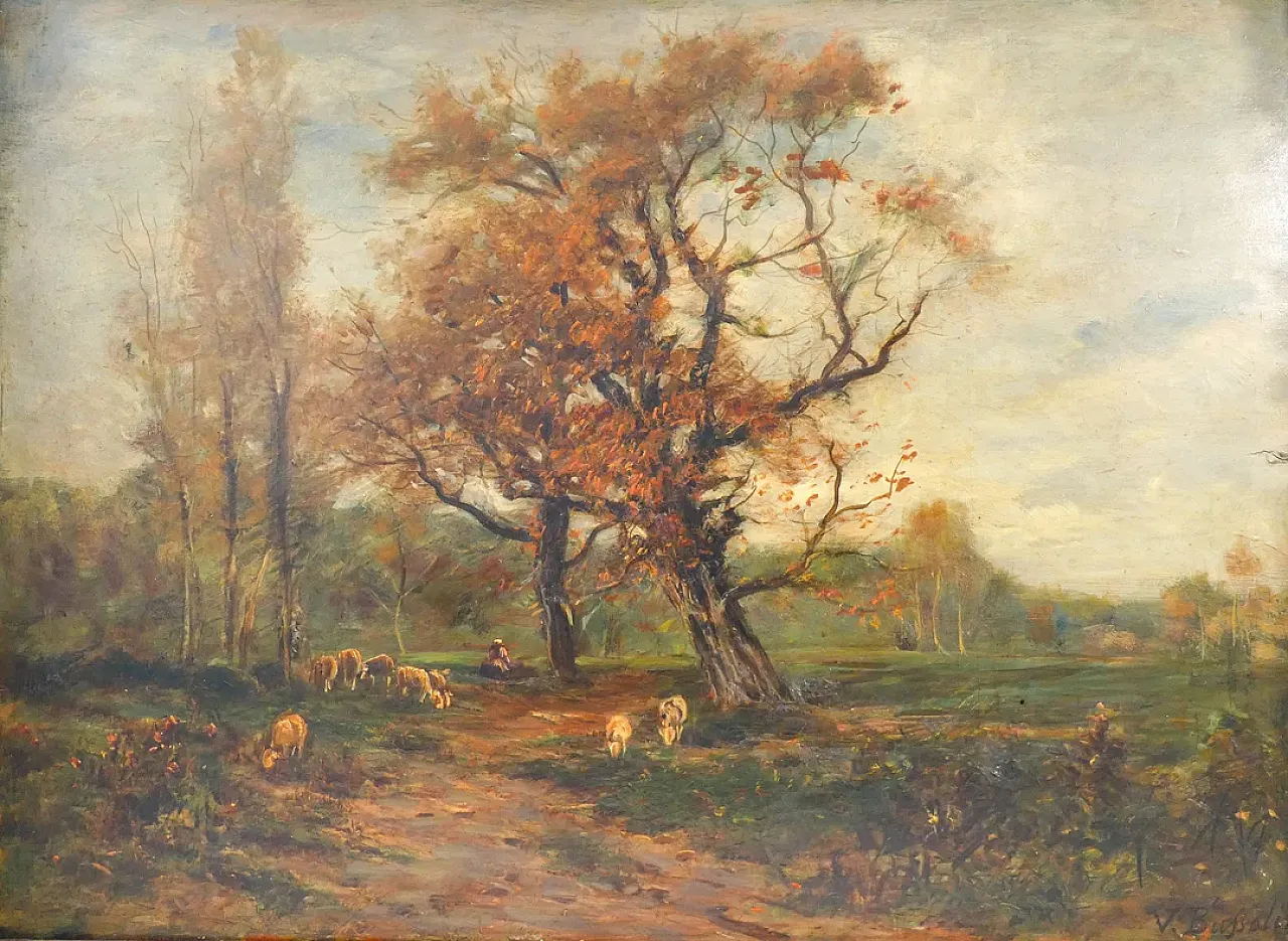 Paesaggio campestre di Vittorio BUSSOLINO, olio su tavola, fine '800 2
