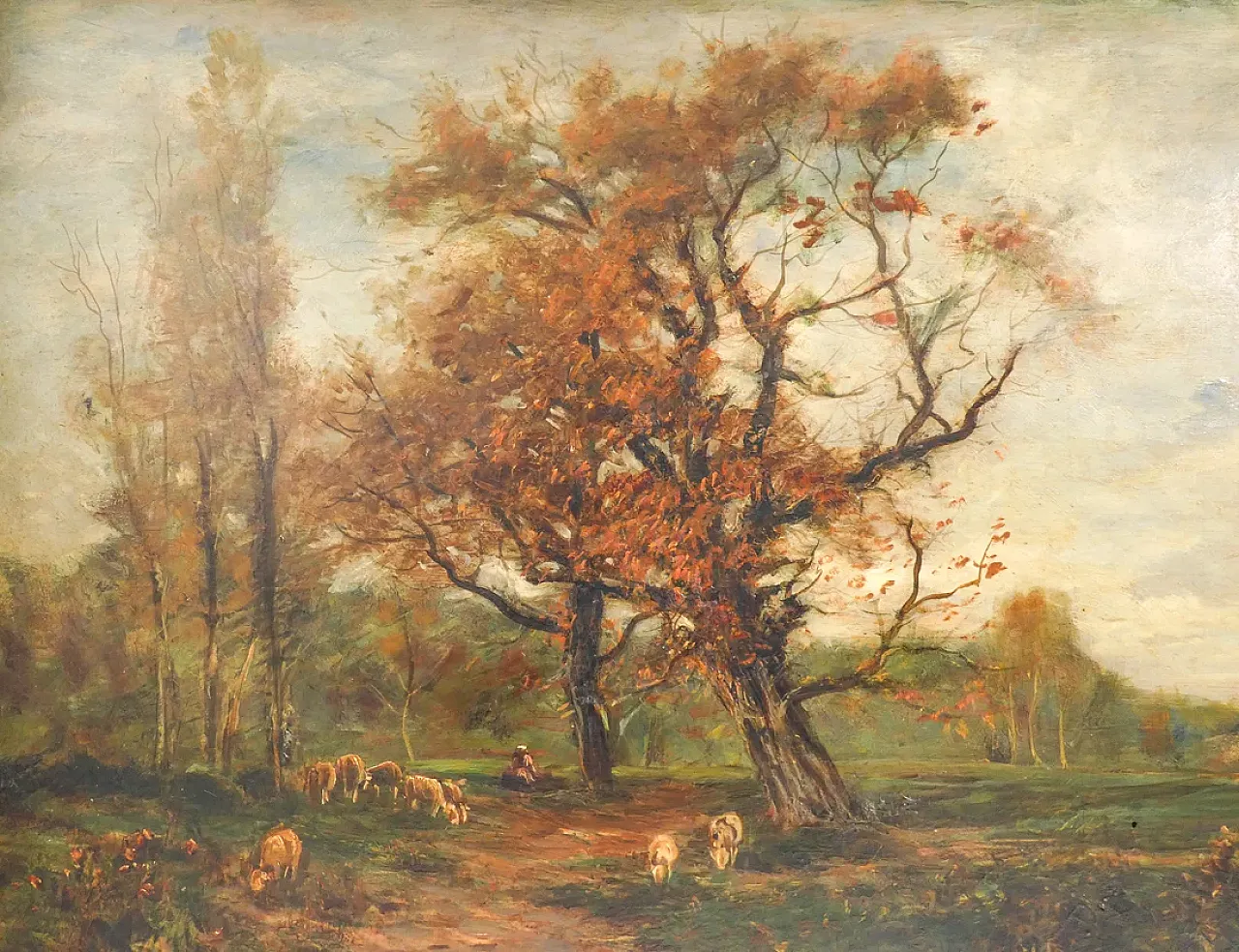 Paesaggio campestre di Vittorio BUSSOLINO, olio su tavola, fine '800 3
