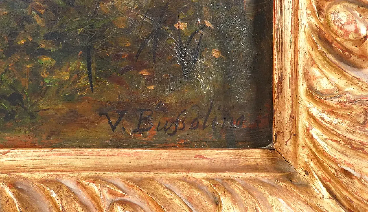 Paesaggio campestre di Vittorio BUSSOLINO, olio su tavola, fine '800 6