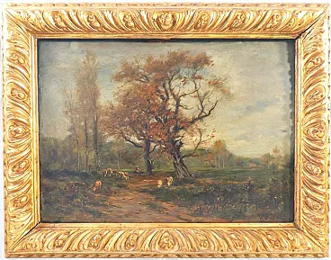 Paesaggio campestre di Vittorio BUSSOLINO, olio su tavola, fine '800