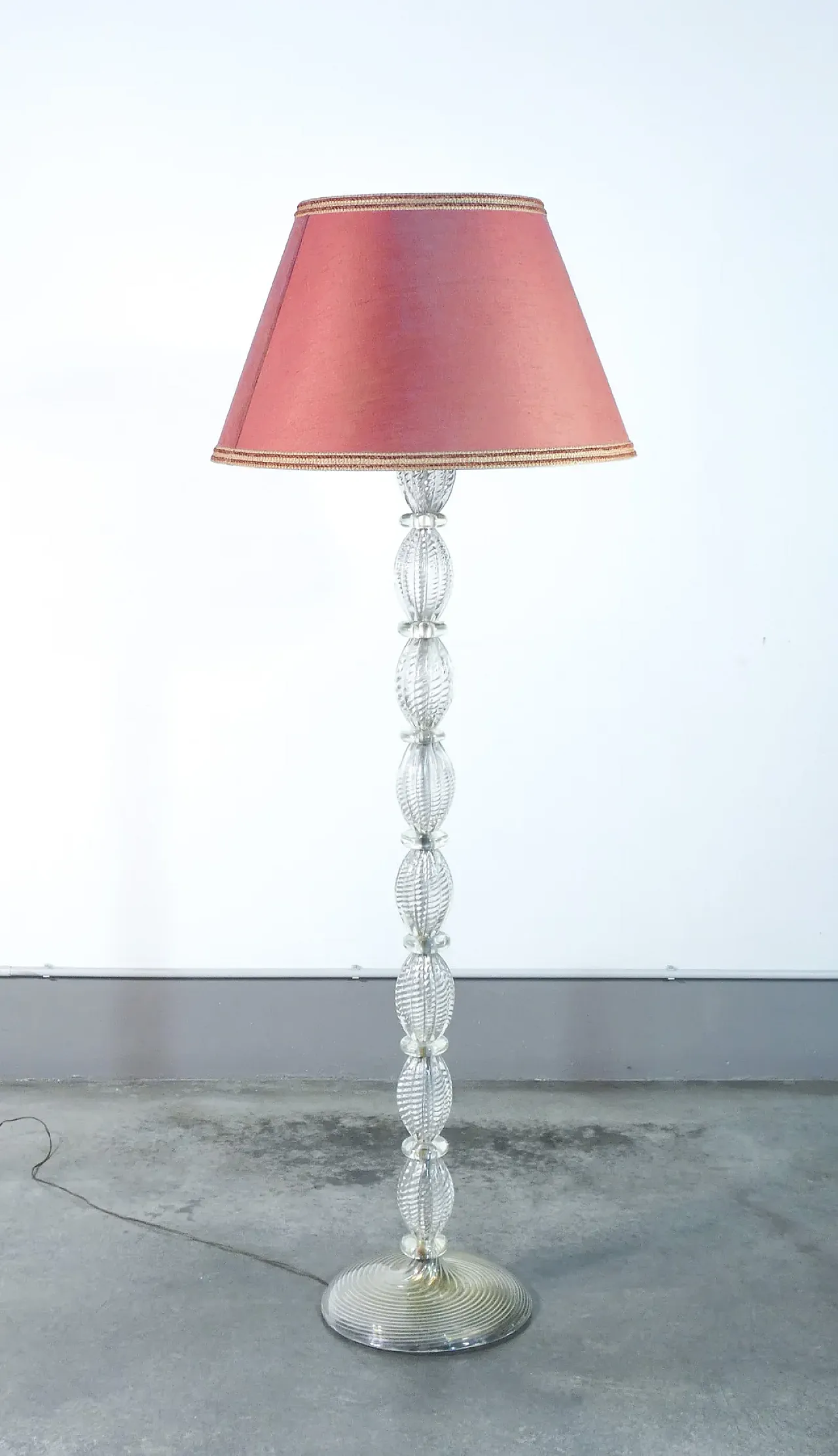 Lampada da terra in vetro soffiato di BAROVIER & TOSO, anni '40 1