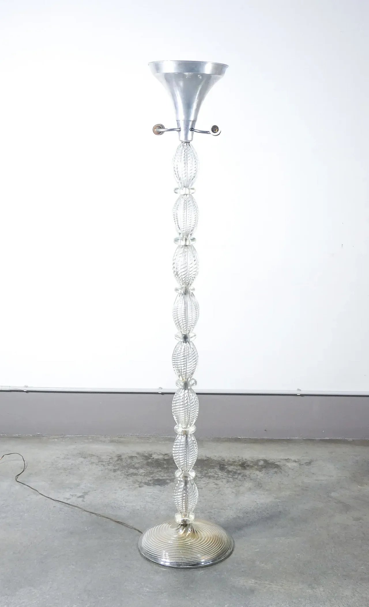 Lampada da terra in vetro soffiato di BAROVIER & TOSO, anni '40 3