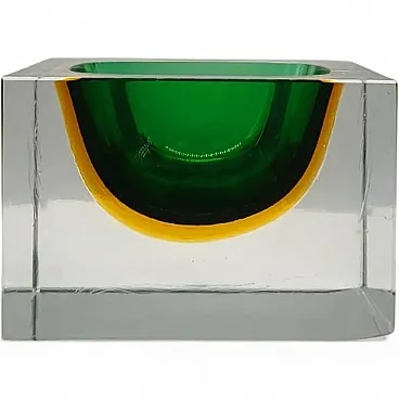 Square ashtray in Murano glass by Flavio Poli for Seguso, 1960s