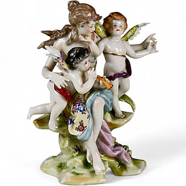 Lady with musical cherubs, Capodimonte sculpture, 20th century