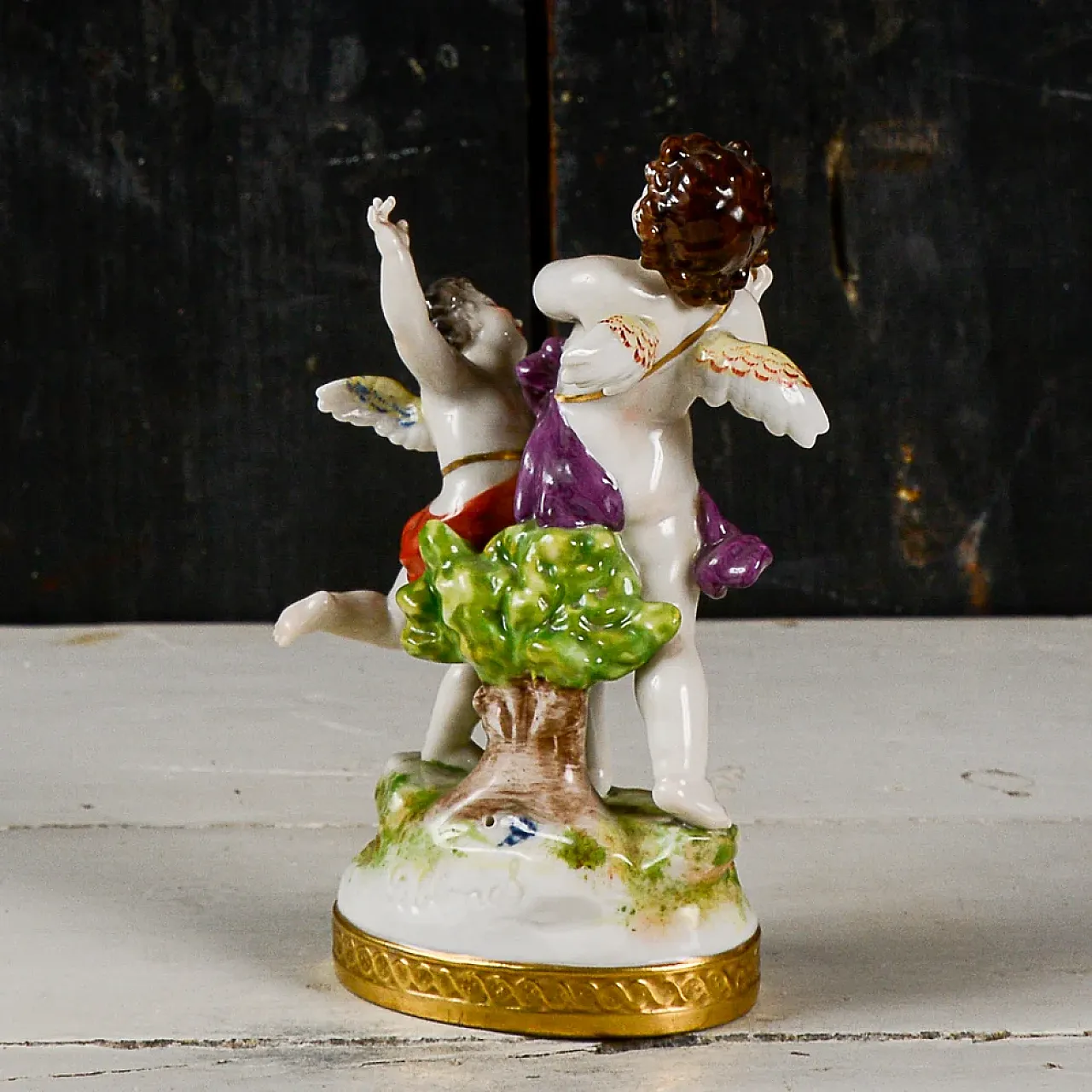 Putti musicisti danzanti con cembalo, scultura Capodimonte, '900 5