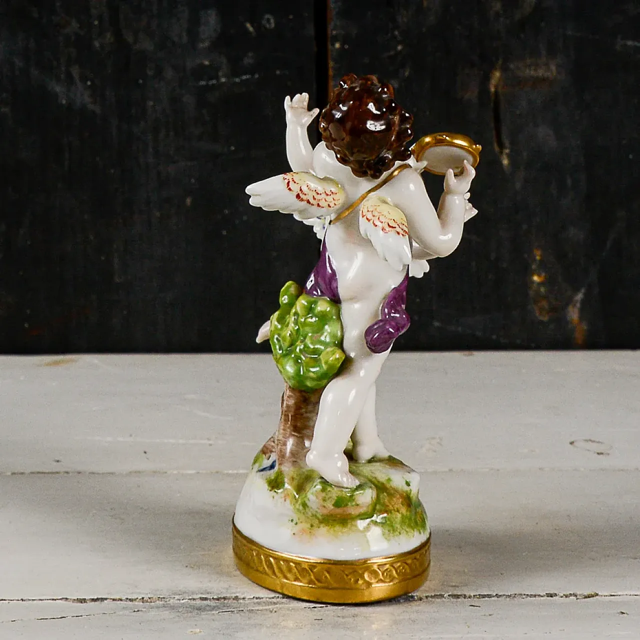 Putti musicisti danzanti con cembalo, scultura Capodimonte, '900 7