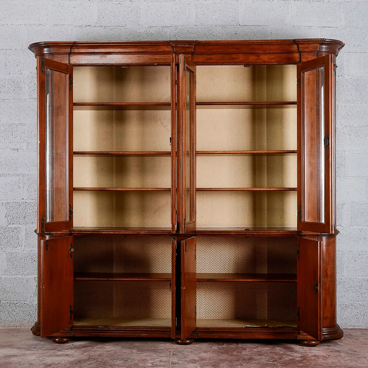 Walnut display case, 19th century 2