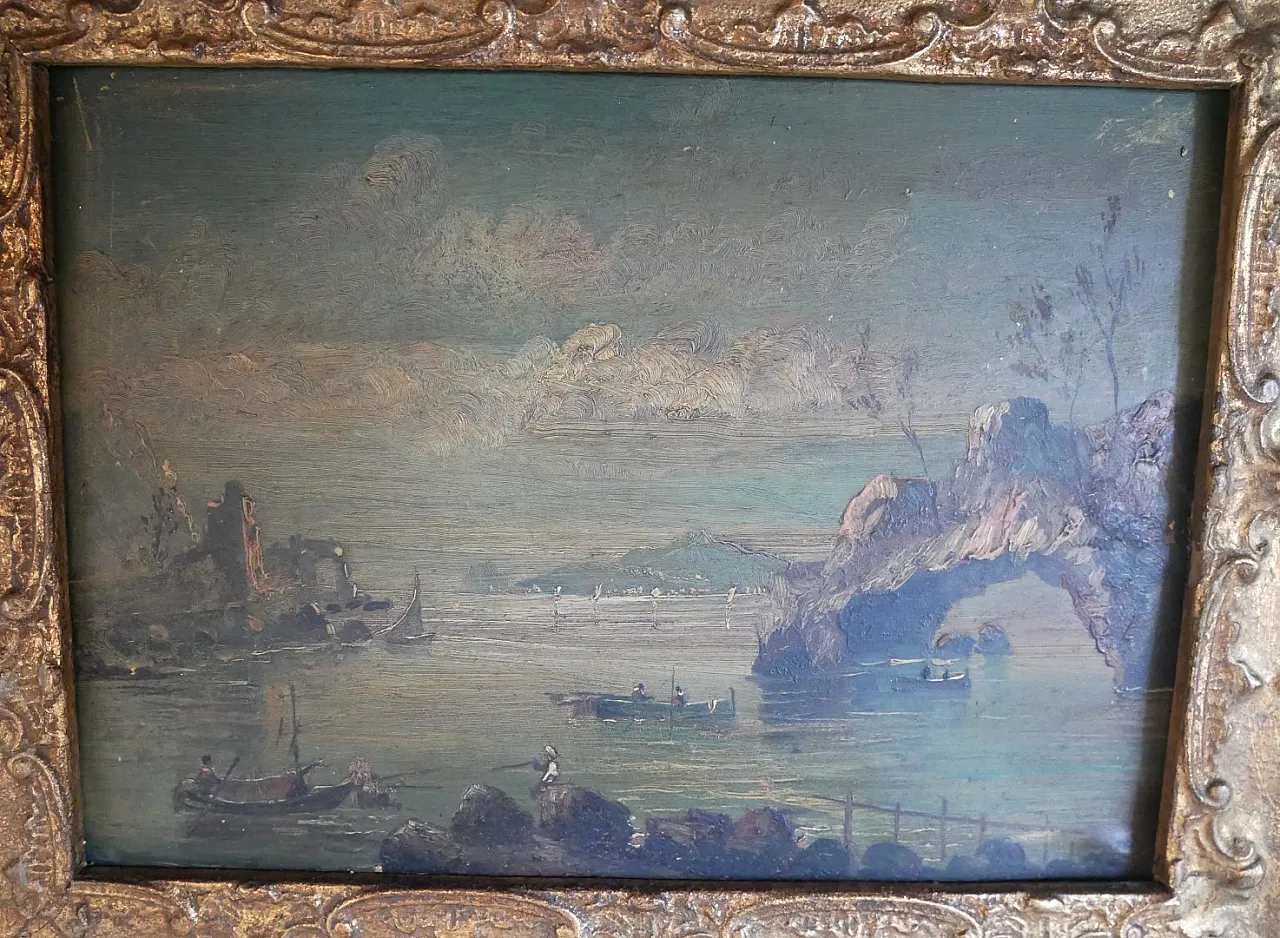 Paesaggio marino Dipinto ad olio, '800 11